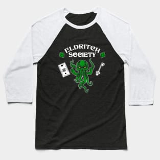 Eldritch Society White on Black Baseball T-Shirt